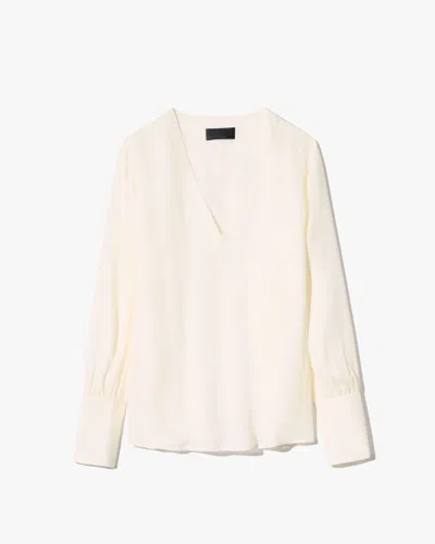 Nili Lotan Women's Mariposa Silk Blouse Ivory, Xl - 100% Silk In White