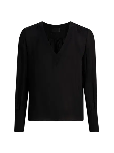 Nili Lotan Women's Mariposa Silk V-neck Blouse In Black