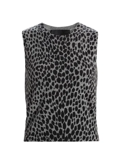 Nili Lotan Nessa Leopard-jacquard Cashmere Tank In Animal Print