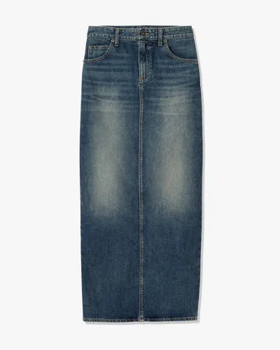 Nili Lotan Women's Ozzy Denim Skirt Simon Wash, 26 - 100% Cotton In Blue