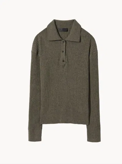 Nili Lotan Ramona Polo Wool Sweater In Green