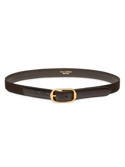 Nili Lotan Wide Calfskin Leather Belt In Brown