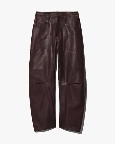 Nili Lotan Mid-rise Barrel Leg Lammleder-hose Shon Leather In Brown