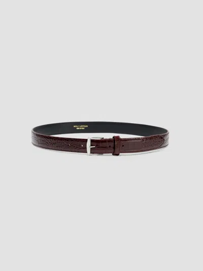 Nili Lotan Women's Sloane Croc-embossed Leather Belt In Brown