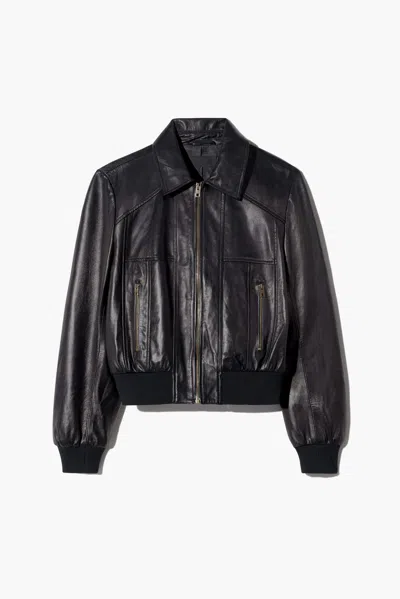 Nili Lotan Leather Cropped Jacket In Black