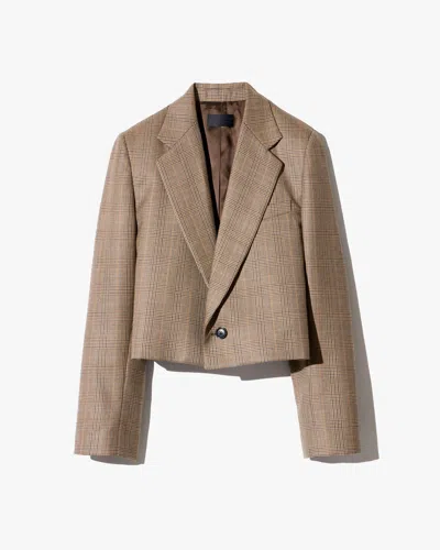 Nili Lotan Women's Swan Wool Jacket Glen Tan, 4
