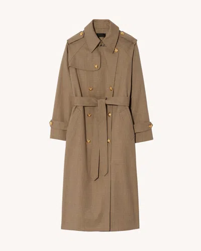 Nili Lotan Women's Toussaint Trench Coat Beige Check, L - 100% Cotton In Brown