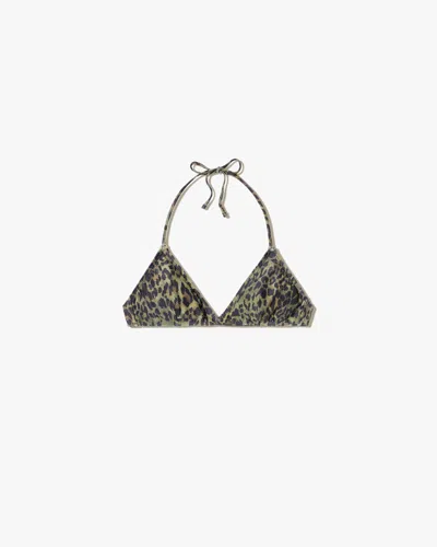 Nili Lotan Women's Triangle Bikini Top Army Green Leopard, S In Multi