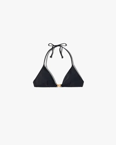 Nili Lotan Women's Triangle Hardware Bikini Top Black, M