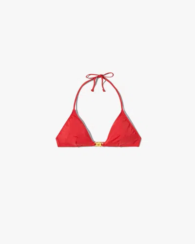 Nili Lotan Women's Triangle Hardware Bikini Top Red, L