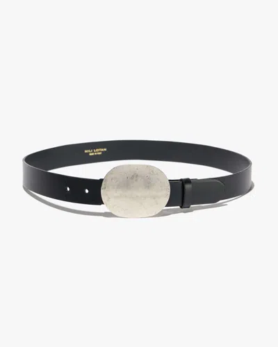 Nili Lotan Women's Wayne Belt Black With  Hammered Antique Silver Buckle, 75 In Black W/ Hammered Antique Silver Buckle