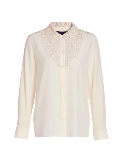 Nili Lotan Women's Zola Silk Lace Bib Shirt In White
