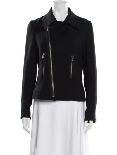 Pre-owned Nili Lotan Wool Biker Jacket In Black
