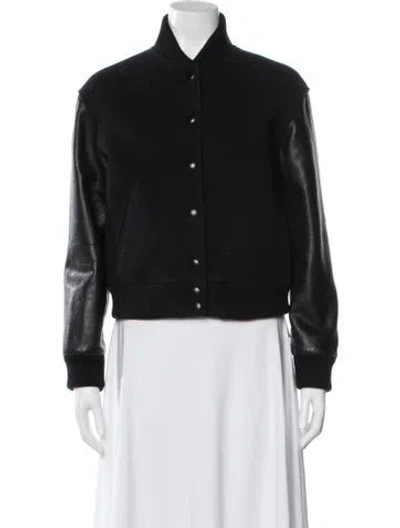 Pre-owned Nili Lotan Wool Bomber Jacket In Black