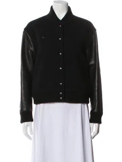 Pre-owned Nili Lotan Wool Bomber Jacket In Black