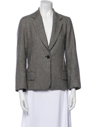 Pre-owned Nili Lotan Wool Houndstooth Print Blazer In Black