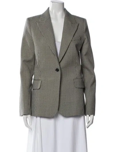 Pre-owned Nili Lotan Wool Houndstooth Print Blazer In Gray