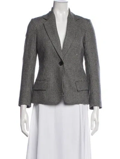 Pre-owned Nili Lotan Wool Houndstooth Print Blazer In Gray