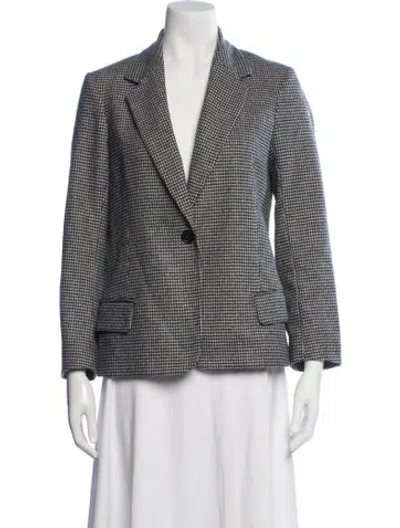 Pre-owned Nili Lotan Wool Houndstooth Print Blazer In Gray