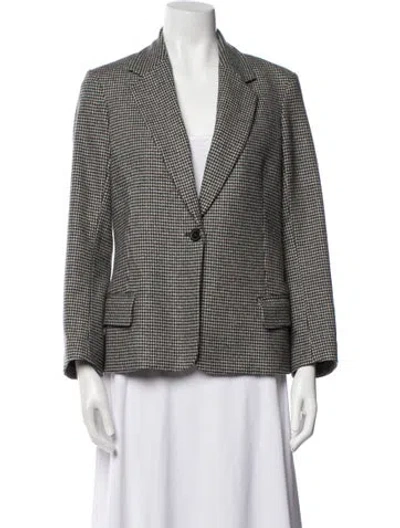 Pre-owned Nili Lotan Wool Houndstooth Print Blazer In Multi