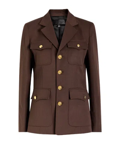 Nili Lotan Wool Long-sleeved Casual Jacket In Brown