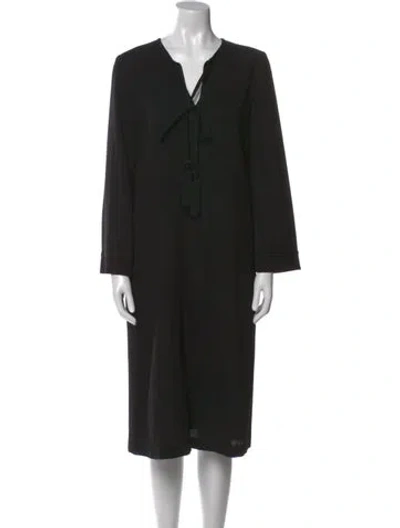 Pre-owned Nili Lotan Wool Midi Length Dress In Black