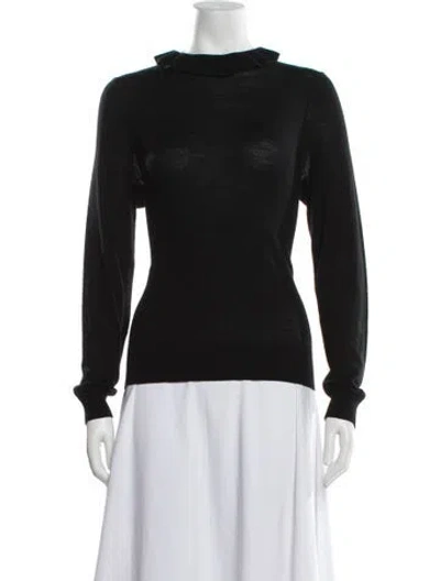 Pre-owned Nili Lotan Wool Mock Neck Sweater In Black