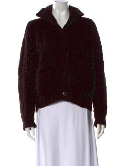Pre-owned Nili Lotan Wool Open Front Sweater In Burgundy