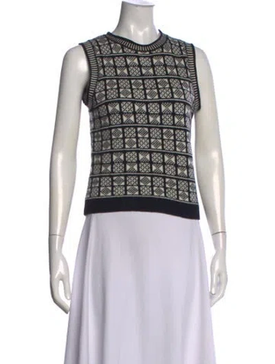 Pre-owned Nili Lotan Wool Patterned Sweater In Black