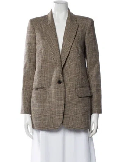 Pre-owned Nili Lotan Wool Plaid Print Blazer In Neutral