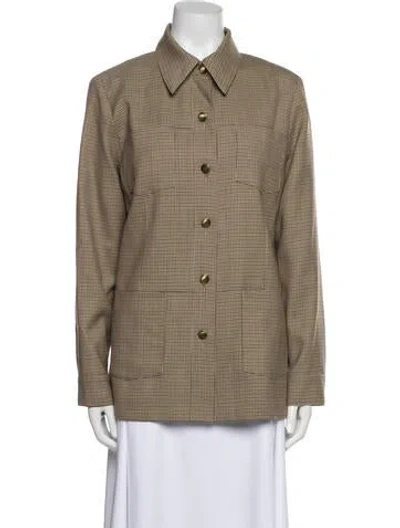Pre-owned Nili Lotan Wool Plaid Print Blazer In Neutral
