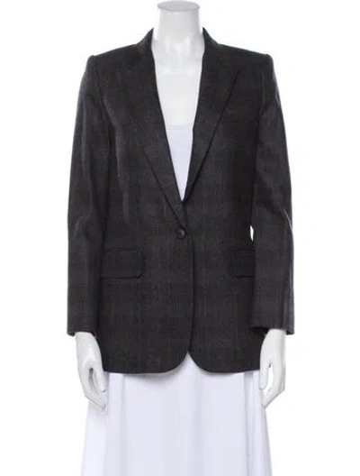 Pre-owned Nili Lotan Wool Plaid Print Blazer W/ Tags In Brown