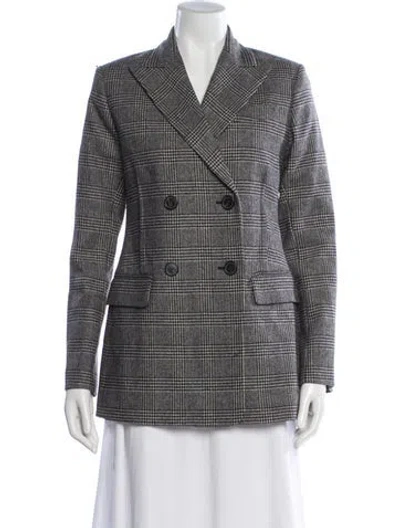 Pre-owned Nili Lotan Wool Plaid Print Blazer W/ Tags In Gray