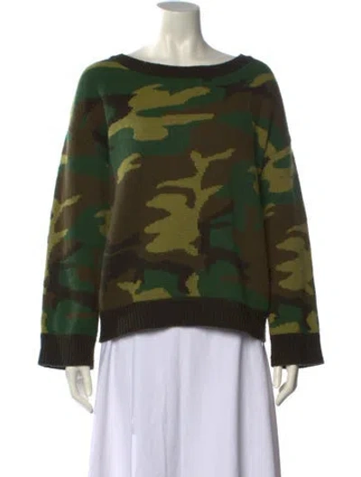 Pre-owned Nili Lotan Wool Printed Sweater In Green