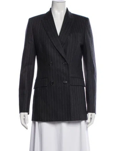 Pre-owned Nili Lotan Wool Striped Blazer In Gray