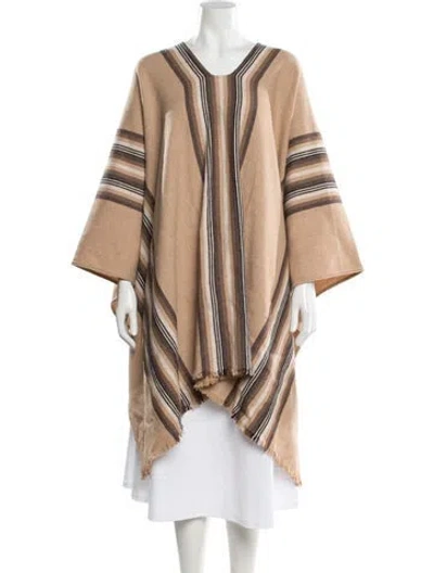 Pre-owned Nili Lotan Wool Striped Poncho In Brown