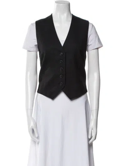 Pre-owned Nili Lotan Wool Striped Vest In Black
