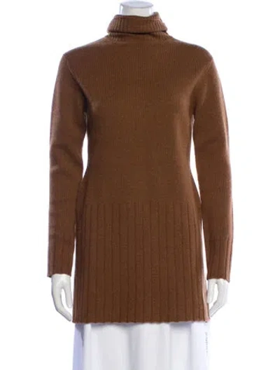 Pre-owned Nili Lotan Wool Turtleneck Sweater In Brown