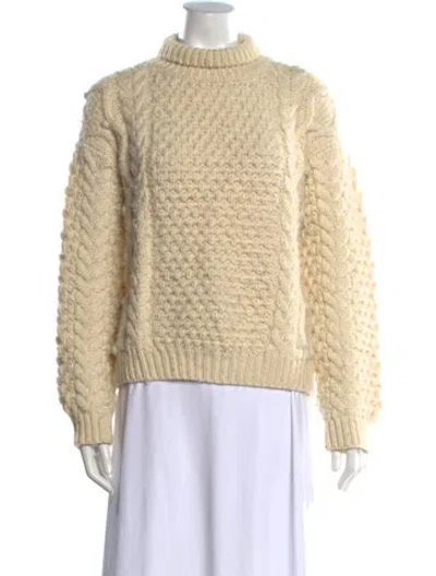 Pre-owned Nili Lotan Wool Turtleneck Sweater In White