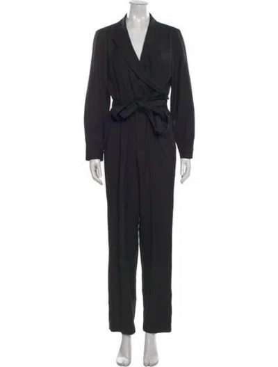 Pre-owned Nili Lotan Wool V-neck Jumpsuit In Black