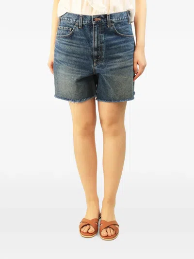Pre-owned Nili Lotan Yoann Raw-hem Denim Shorts In Blue