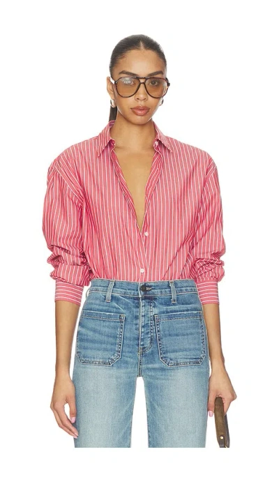 Nili Lotan Yorke Shirt In Red And White Stripe