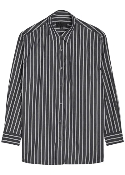 Nili Lotan Yorke Vertical-stripe Long-sleeve Shirt In Gray