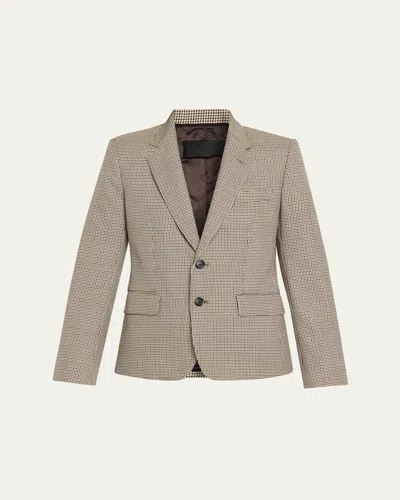 Nili Lotan Ysee Houndstooth Wool Single-breasted Blazer Jacket In Neutral