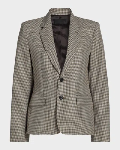 Nili Lotan Ysee Houndstooth Wool Single-breasted Blazer Jacket In Gray