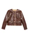 Nili Lotan Zanie Short Shearling Coat Vintage Whiskey In Brown