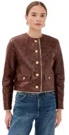 Nili Lotan Zanie Short Shearling Coat Vintage Whiskey In Brown