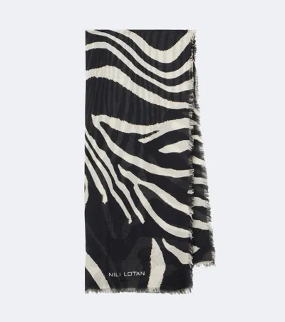 Nili Lotan Zebra-print Scarf In Black