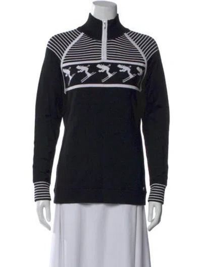 Pre-owned Niløs Graphic Print Mock Neck Sweater In Black