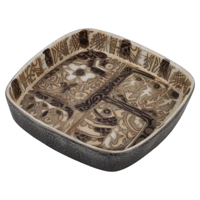 Pre-owned Nils Johnsson Royal Copenhagen Baca Faience Bowl By Nils Thorsson, Denmark In Gray